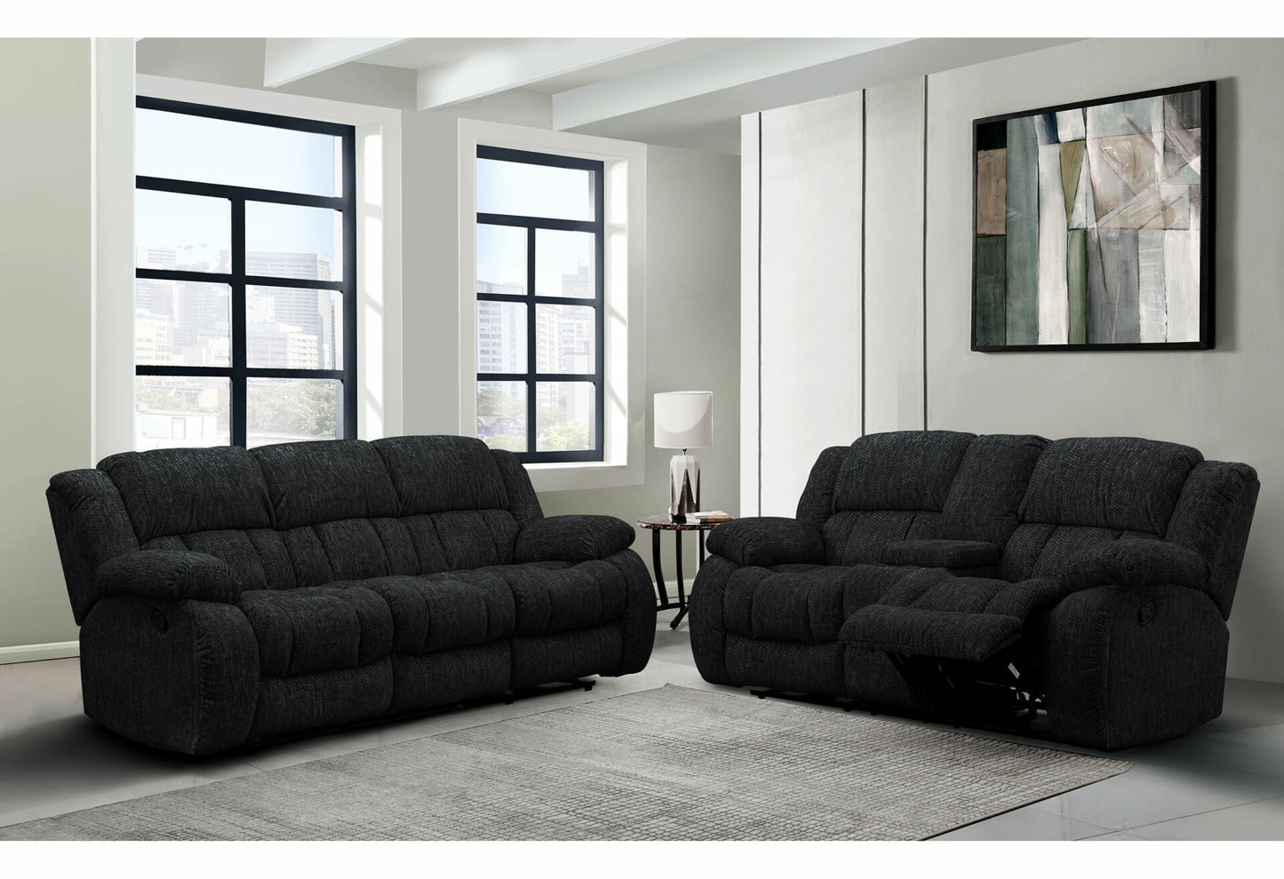 U250 Ebony Reclining Sofa