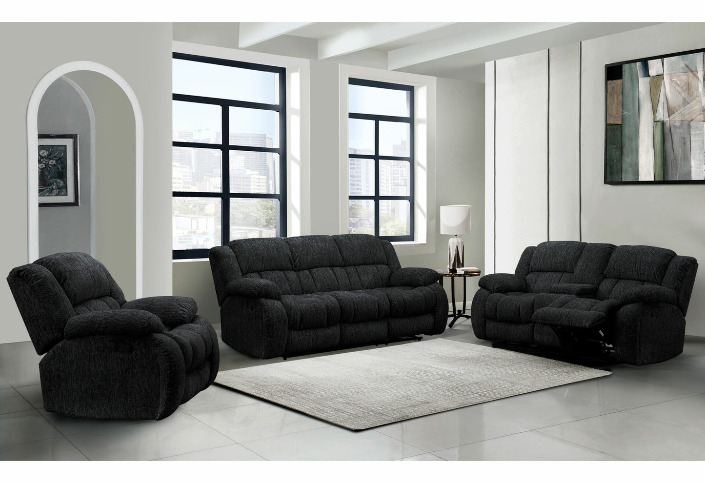 U250 Ebony Reclining Sofa