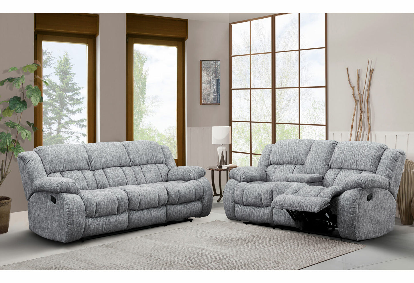 U250 Grey Console Reclining Loveseat