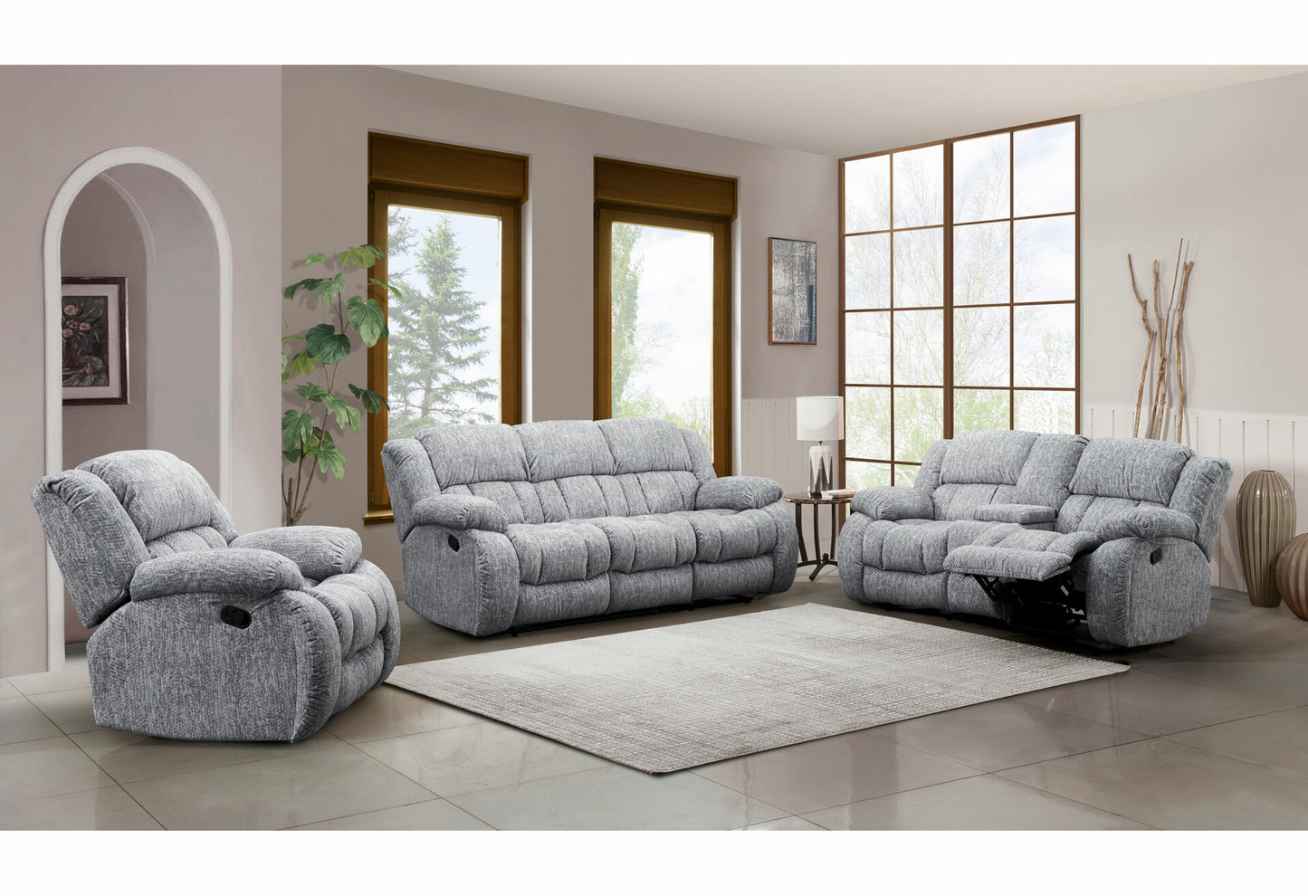 U250 Grey Reclining Sofa