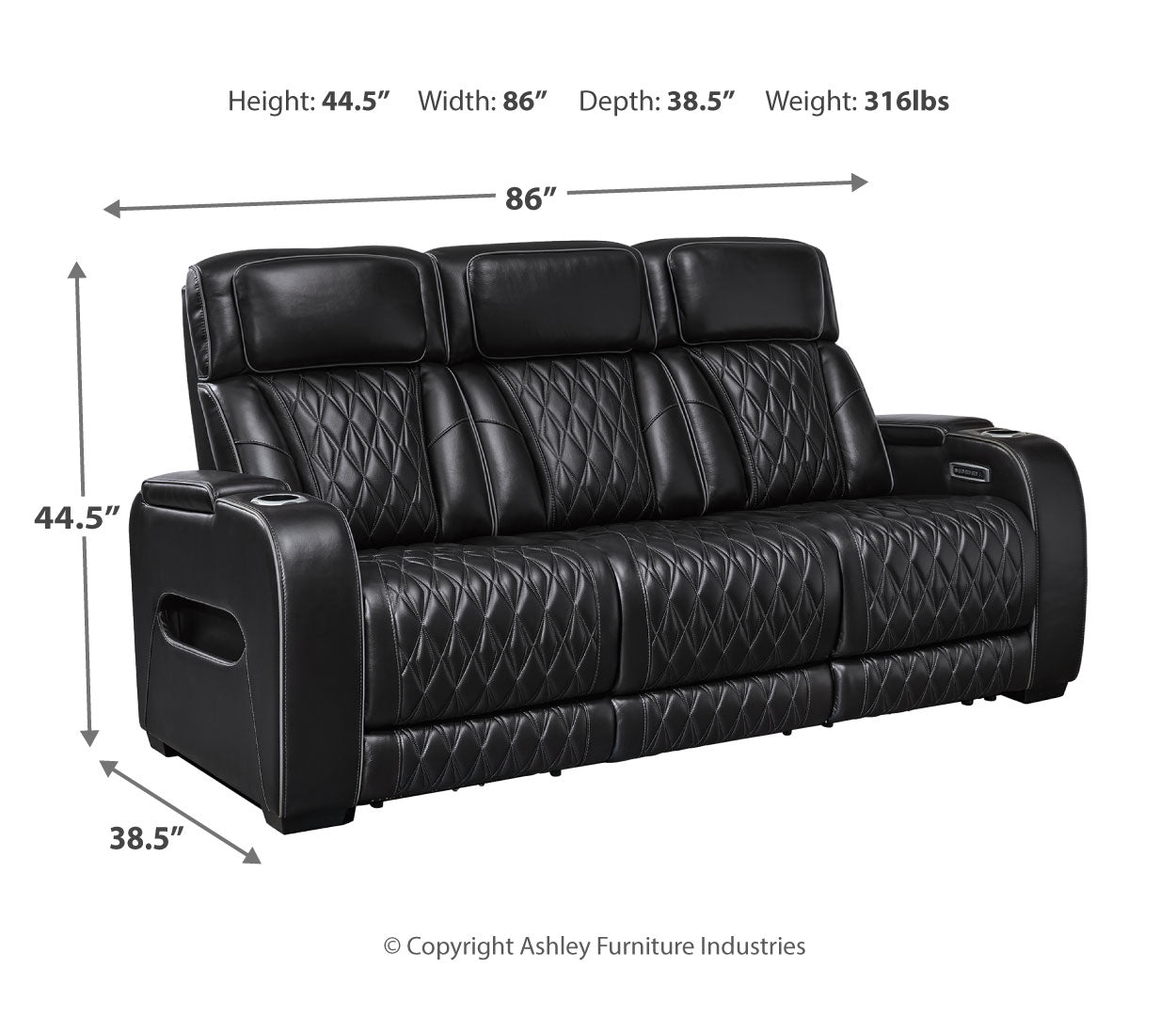 Boyington PWR REC Sofa with ADJ Headrest