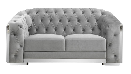 U341 Silver Velvet Loveseat