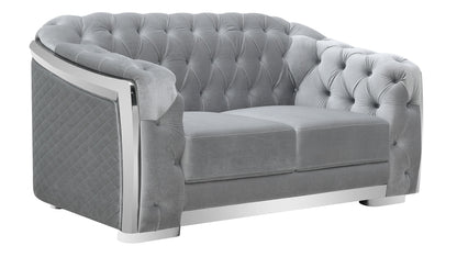 U341 Silver Velvet Loveseat