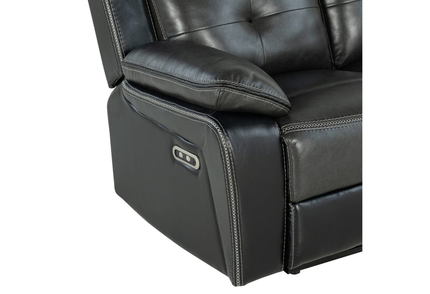 U5050 Blanche Charcoal/Black Power Reclining Loveseat