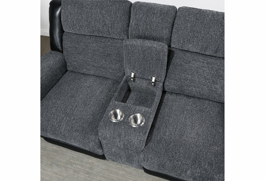 U5914 Grey/Black Console Reclining Loveseat