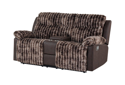 U6028 Brown Console Reclining Loveseat