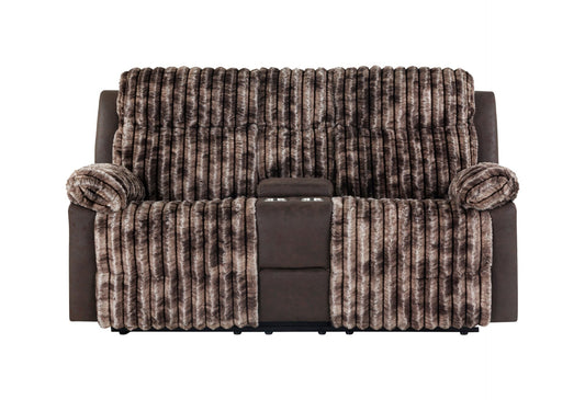 U6028 Brown Console Reclining Loveseat