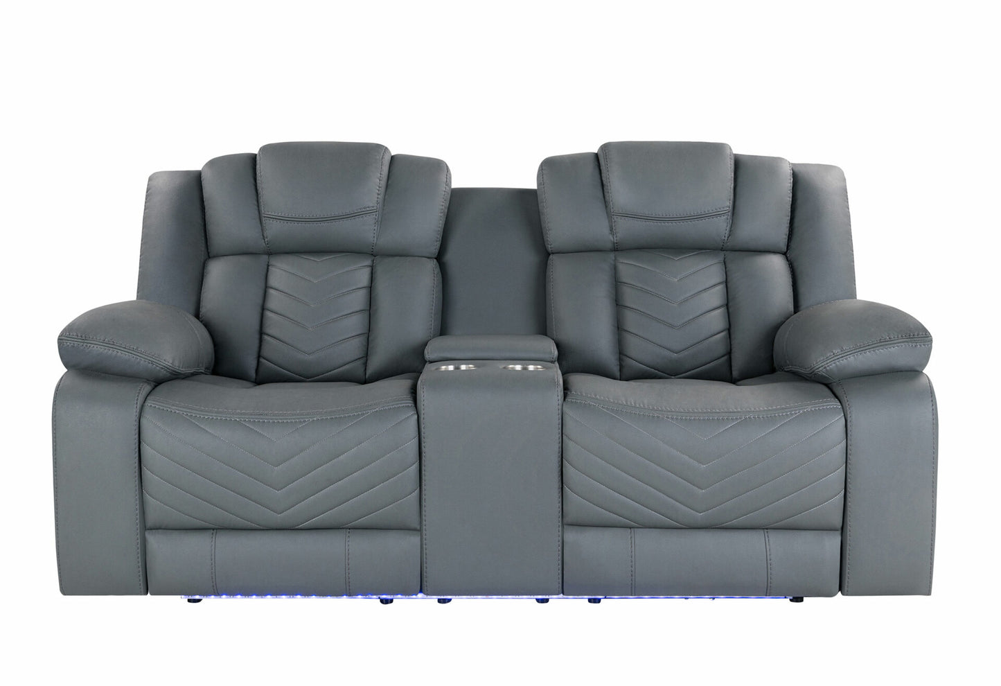 U7068 Grey 10 Power Console Reclining Loveseat With Led