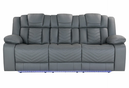 U7068 Grey 10 Power Reclining Sofa With Ddt, Wc And Led