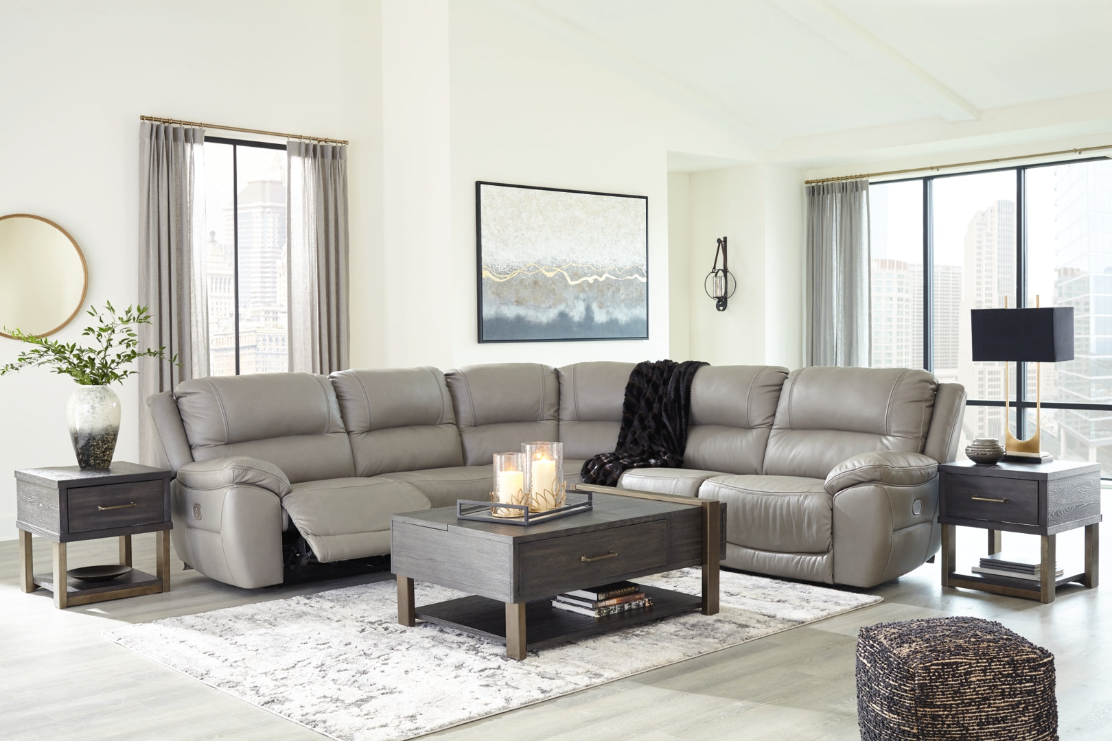 Dunleith 3-Piece Power Reclining Sectional Loveseat with Console