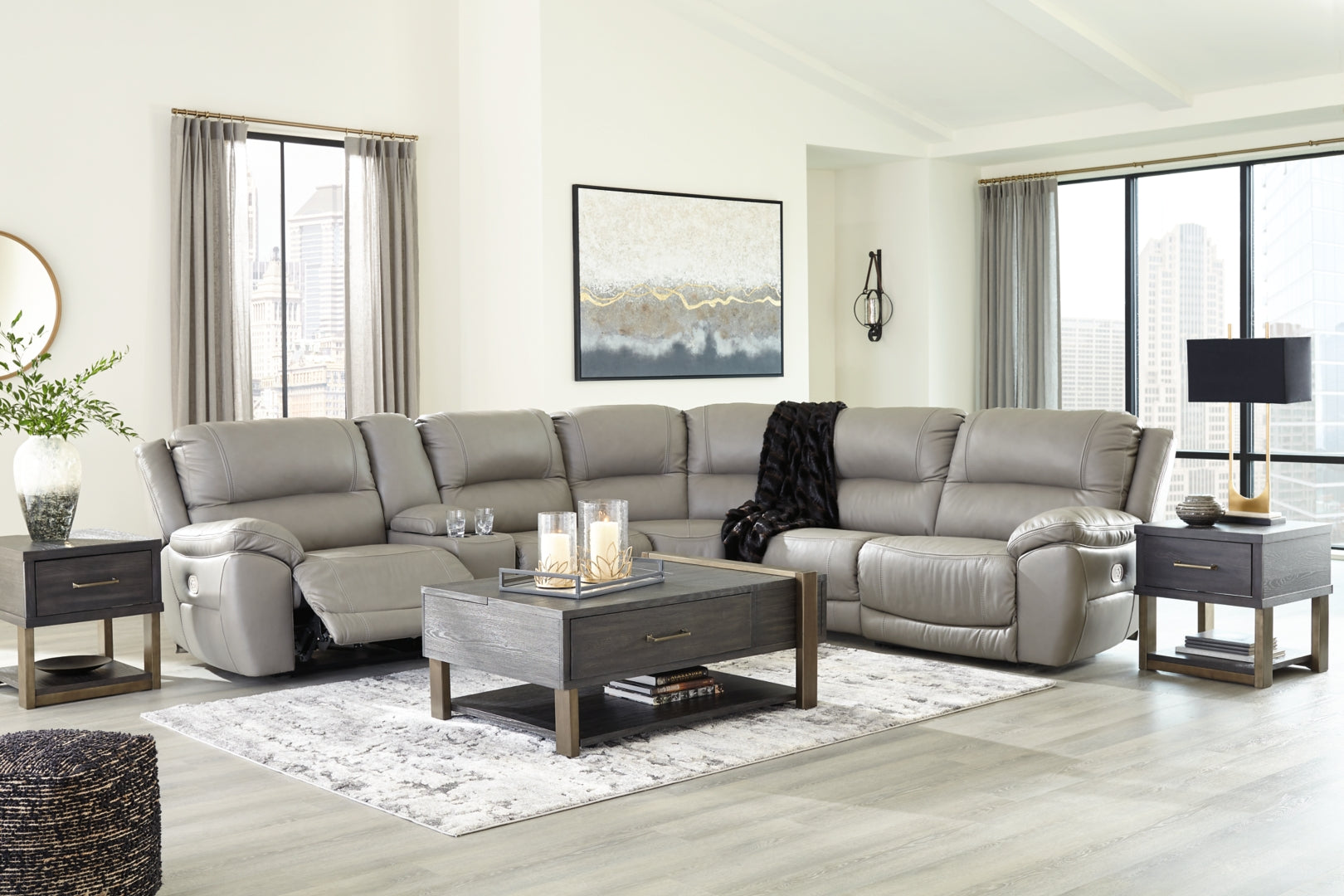 Dunleith 3-Piece Power Reclining Sectional Loveseat with Console