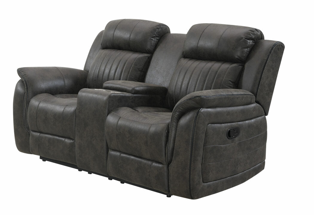 U8517 Grey Console Reclining Loveseat