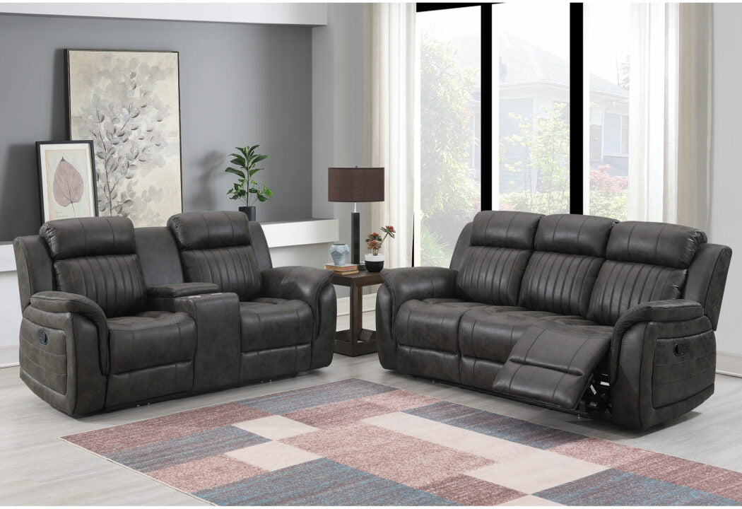 U8517 Grey Console Reclining Loveseat