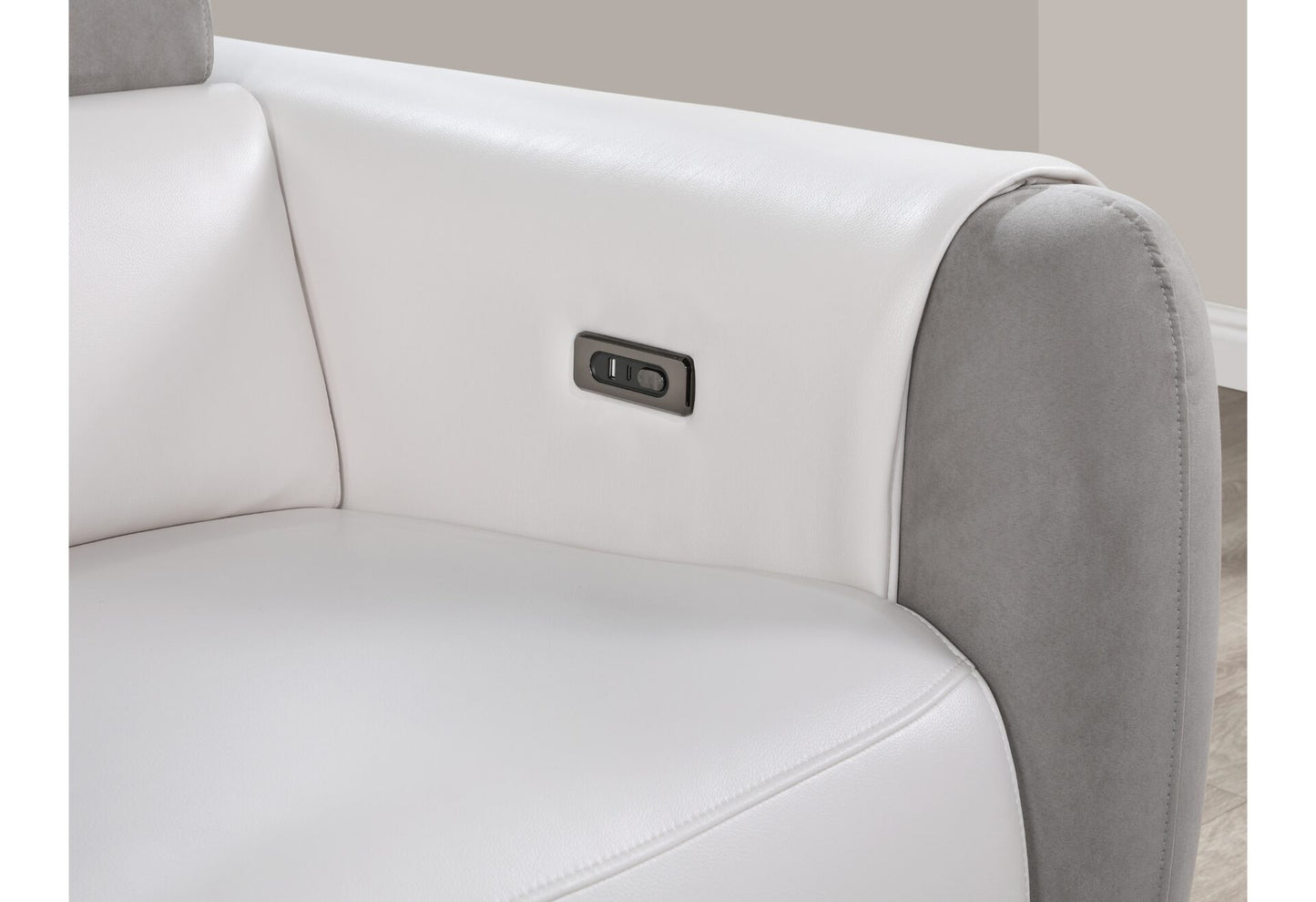 U8520 Blanche White/Grey F06 Power Reclining Sofa