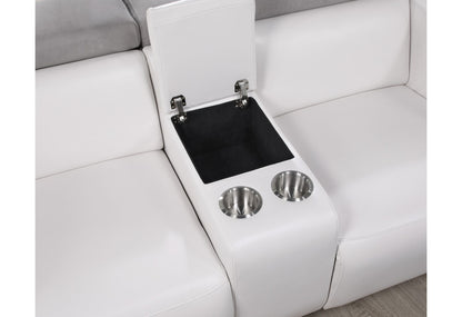 U8520 Blanche White/Grey F06 Power Console Reclining Loveseat