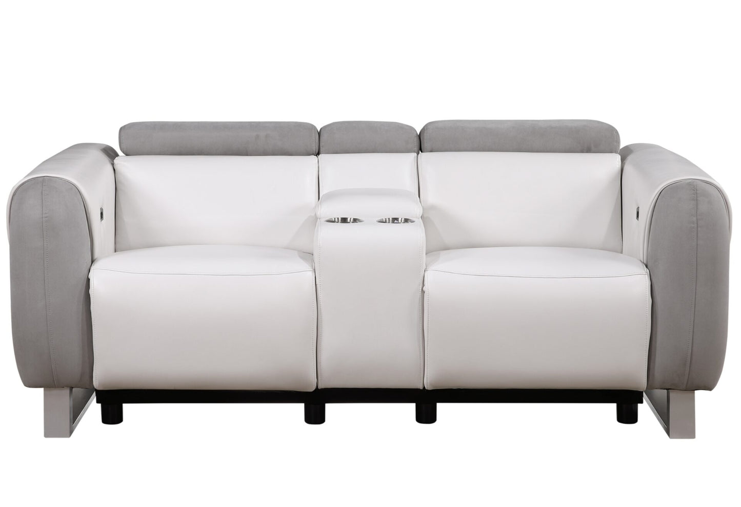 U8520 Blanche White/Grey F06 Power Console Reclining Loveseat