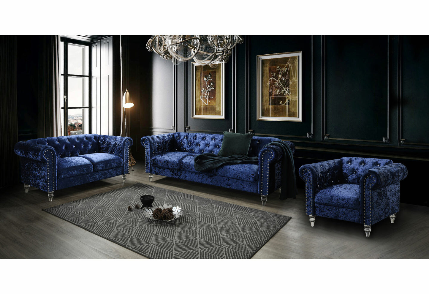 U9550 Blue Velvet Sofa