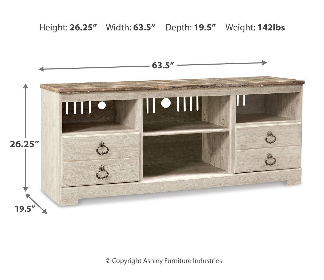 Willowton LG TV Stand w/Fireplace Option