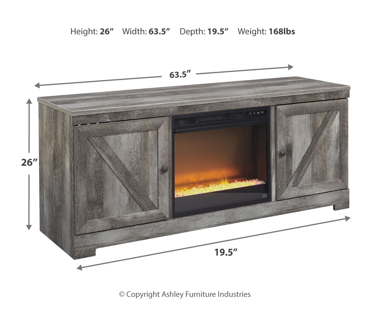 Wynnlow 63" TV Stand with Electric Fireplace