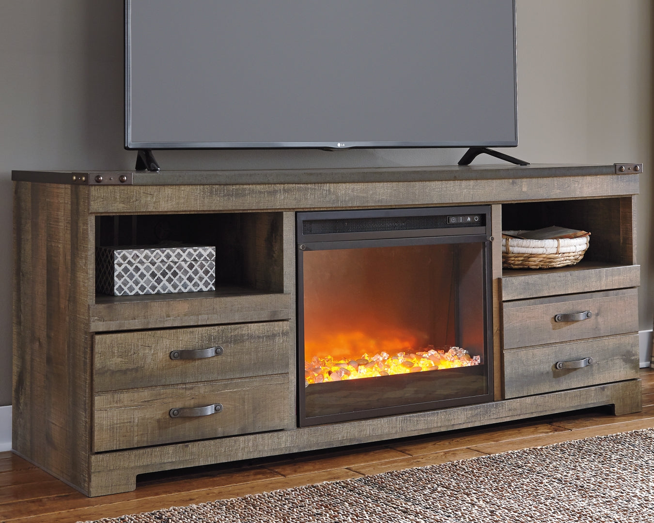 Trinell 63" TV Stand with Electric Fireplace