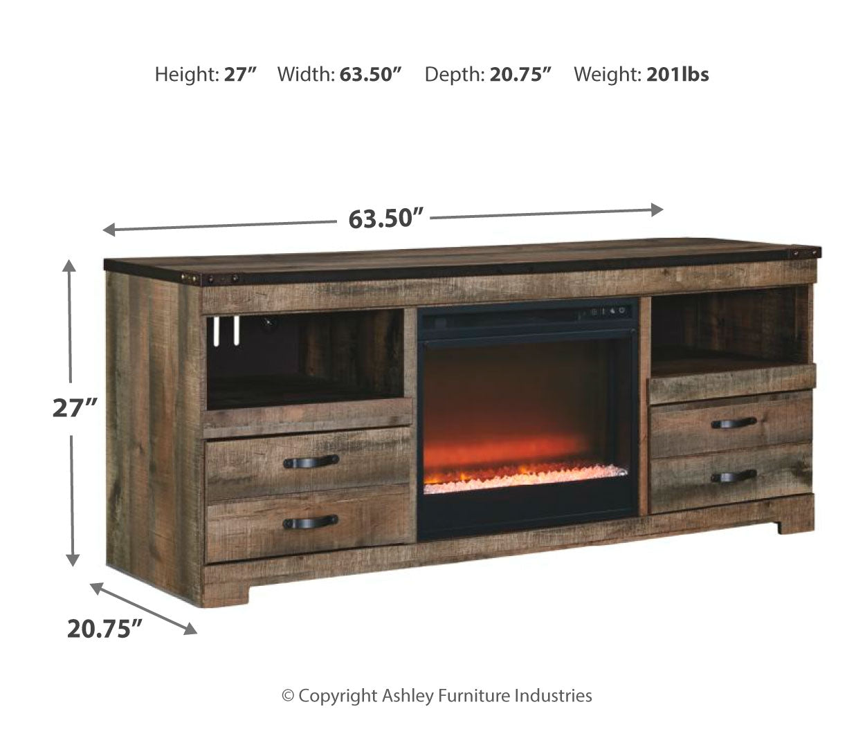 Trinell 63" TV Stand with Electric Fireplace