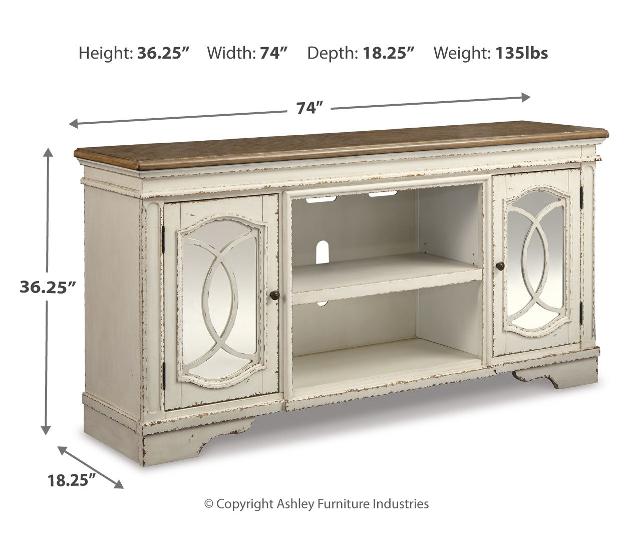 Realyn XL TV Stand w/Fireplace Option